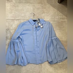 Alice + Olivia Blue Silk Blouse